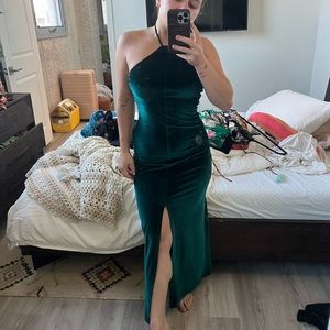 Reformation green velevet midi dress